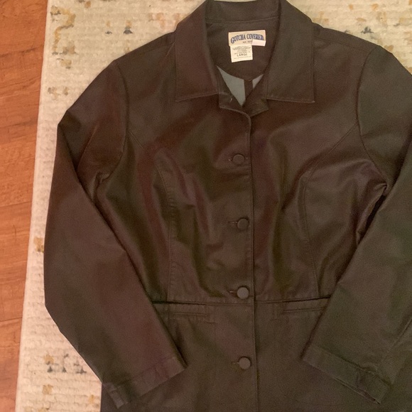 Gotcha Covered chocolate brown soft vegan leather suede like jacket. Large - Picture 7 of 7
